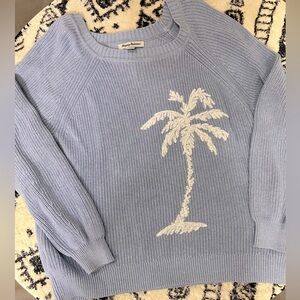 Tommy Bahama light Heather blue palm tree sweater size large.